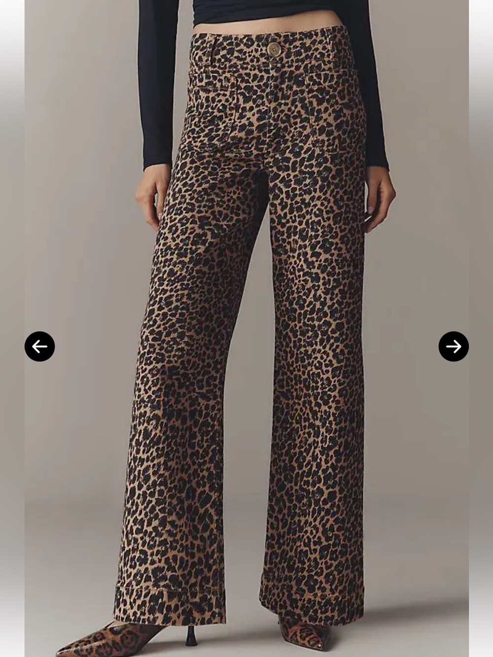 Anthropologie MAEVE The Colette Full-Length Wide-Leg Jeans Leopard Print Sz 28P - Picture 2 of 16
